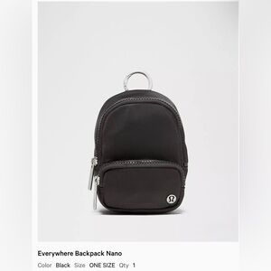 lululemon Mini Everywhere Backpack Black Nano Clippable NWT